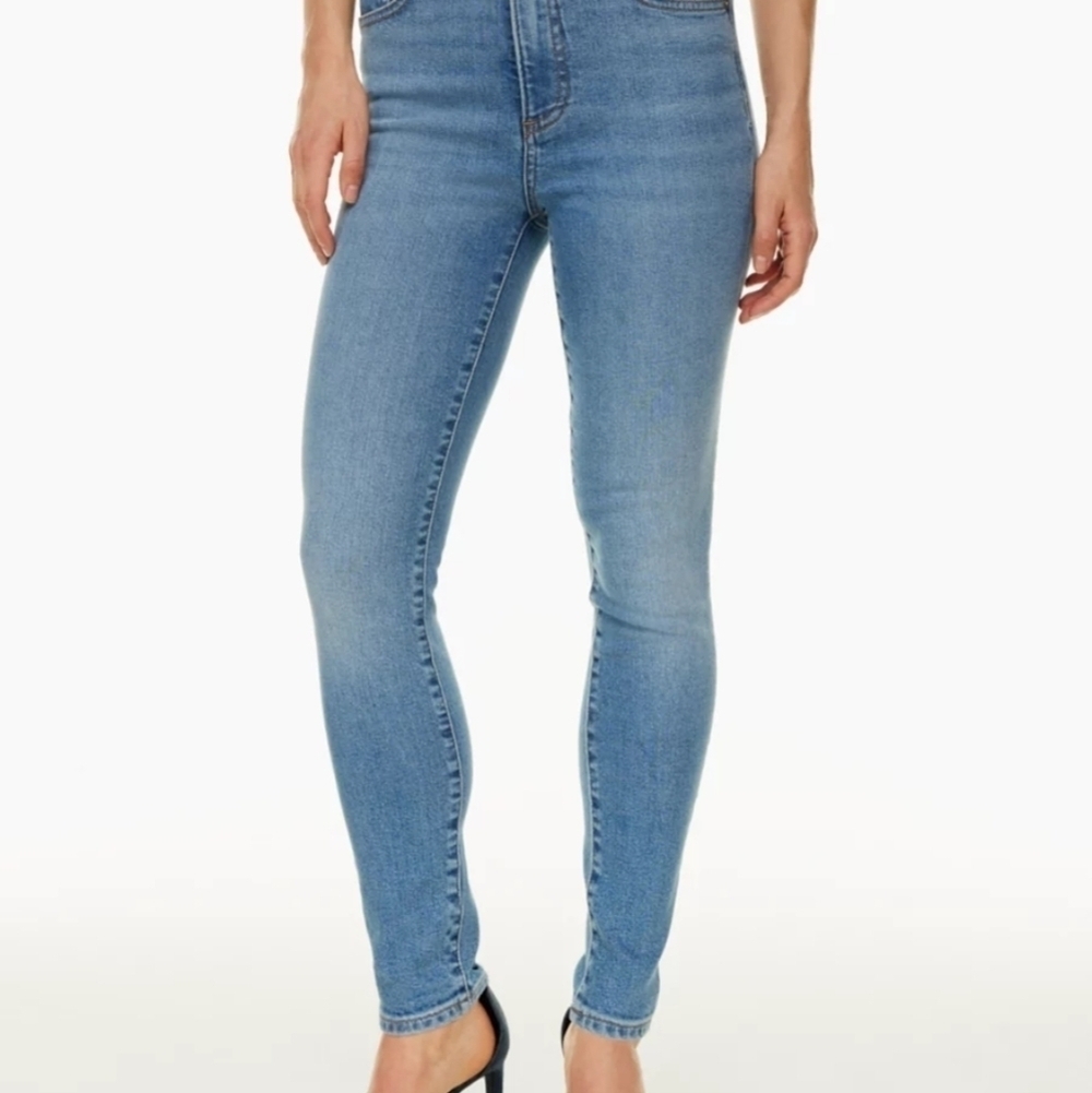 Denim Forum Lola High Rise Skinny Crop Jeans Dark Blue Denim Size 26